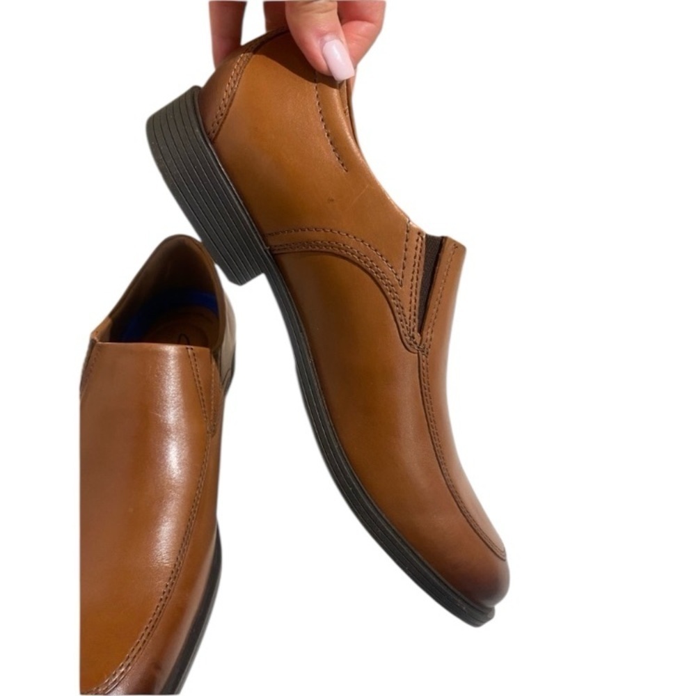 Clarks Men’s Whiddon Step Brown Leather Loafers Slip-On comfort New 10